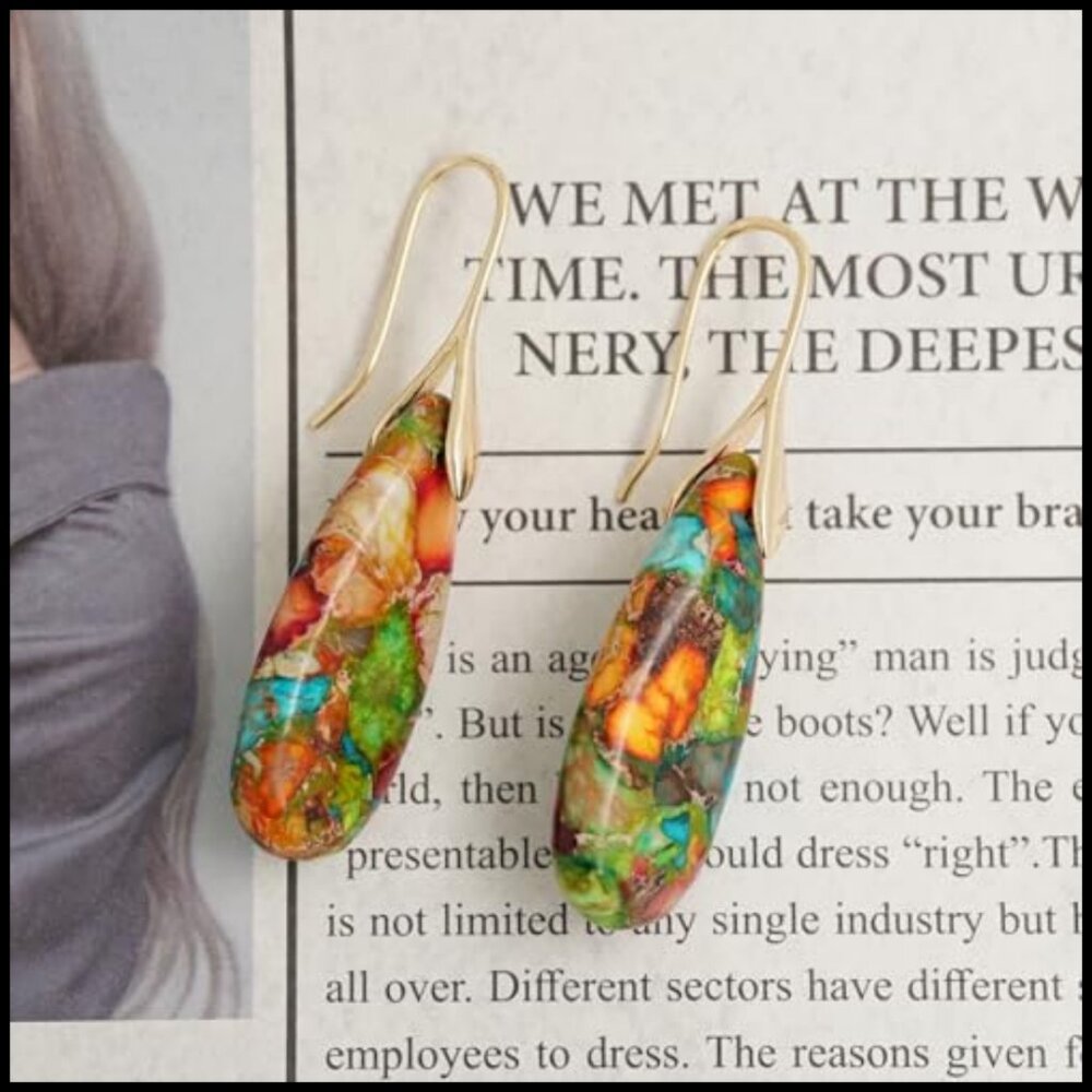 Statement Dangle Drop Earrings Gold Silver Healin… - image 5